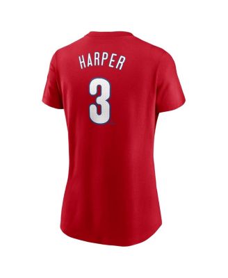 Women's Bryce Harper Red Philadelphia Phillies Fuse Name Number T-Shirt