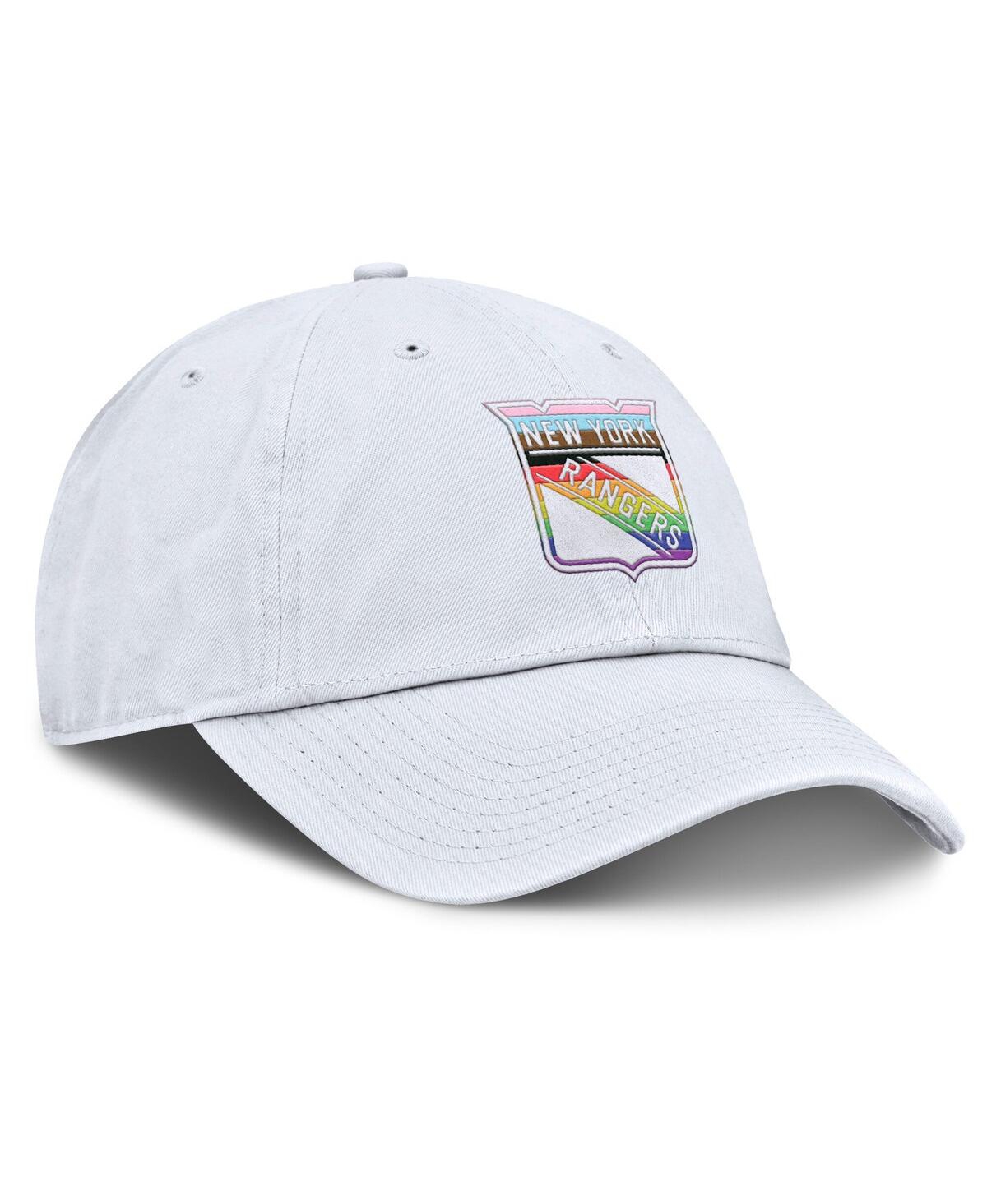 Fanatics Men's White New York Rangers Pride Adjustable Hat In White