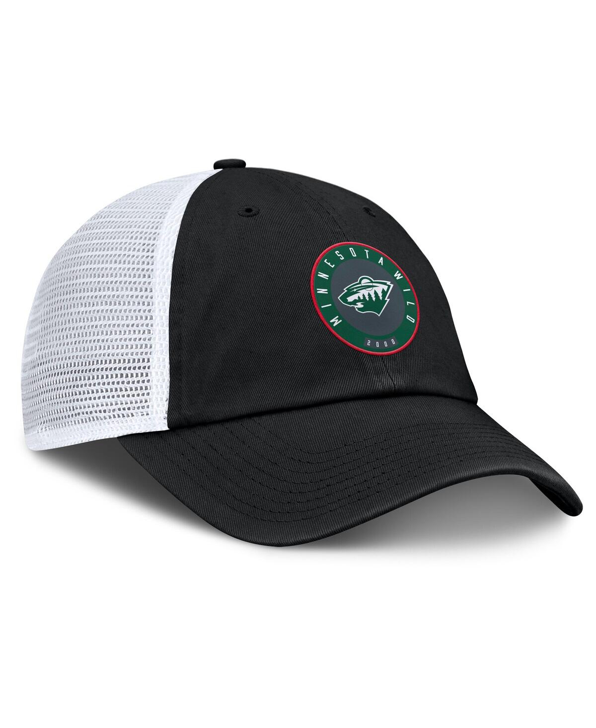 Fanatics Men's Black/white Minnesota Wild Averie Trucker Adjustable Hat In Black,white
