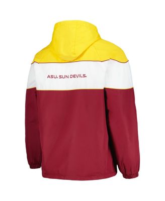 Men's Maroon Arizona State Sun Devils Center Line Half-Zip Raglan Hoodie Jacket