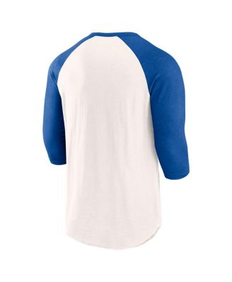 Men's White/Royal Atlanta Braves Backdoor Slider Raglan 3/4-Sleeve T-Shirt