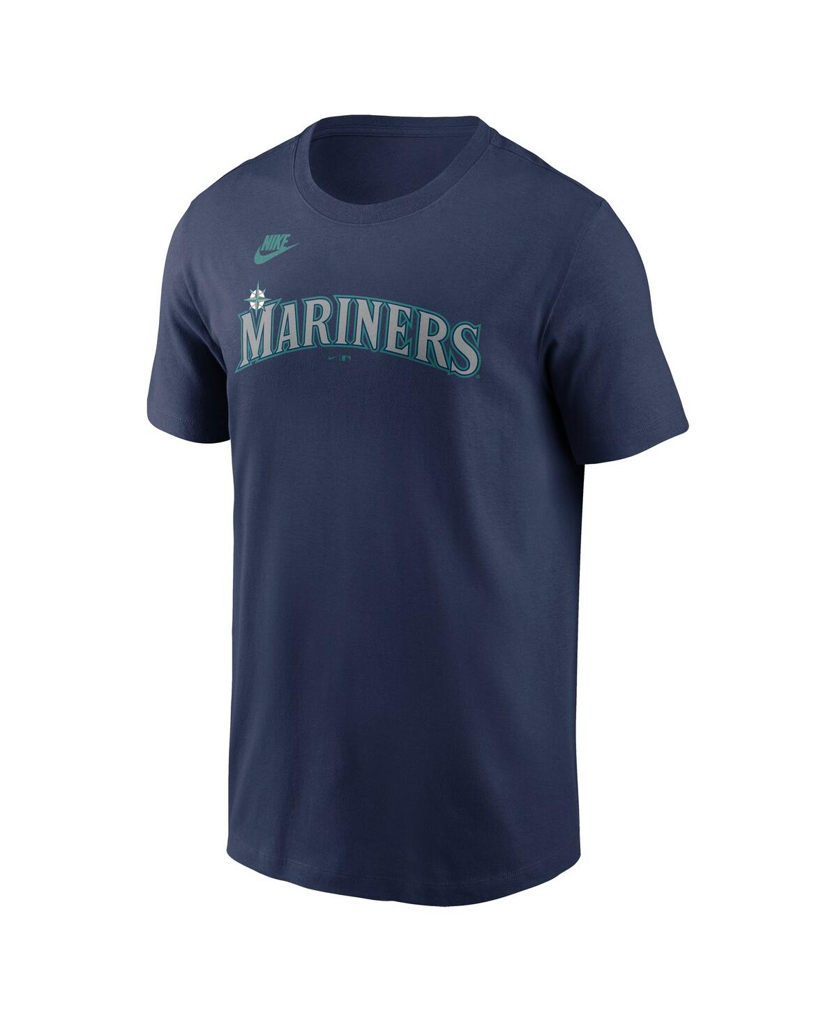 Nike Seattle Mariners Men's Swoosh Wordmark T-shirt In Blue