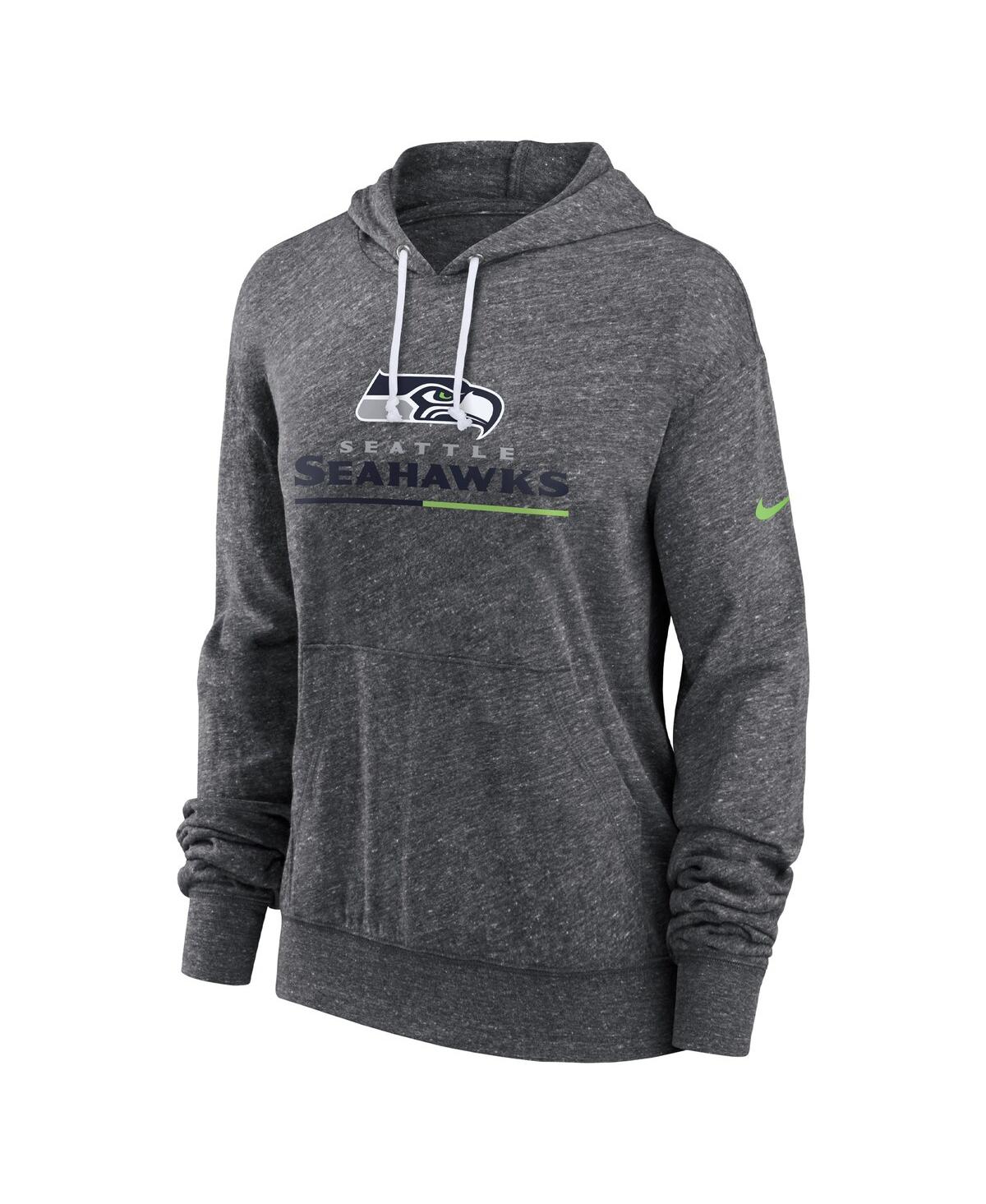 Nike Women's Heather Charcoal Seattle Seahawks Team Spirit Gym Vintage Lightweight Hoodie Top In Heather Charcoal