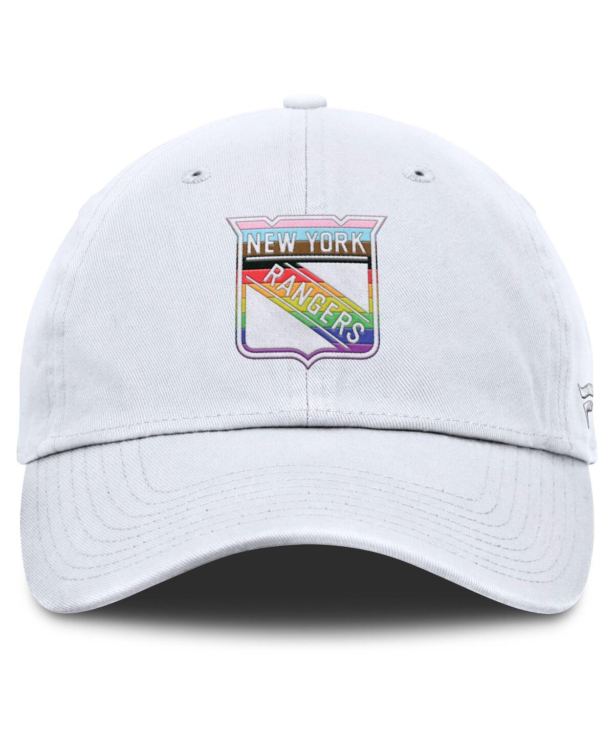 Fanatics Men's White New York Rangers Pride Adjustable Hat In White