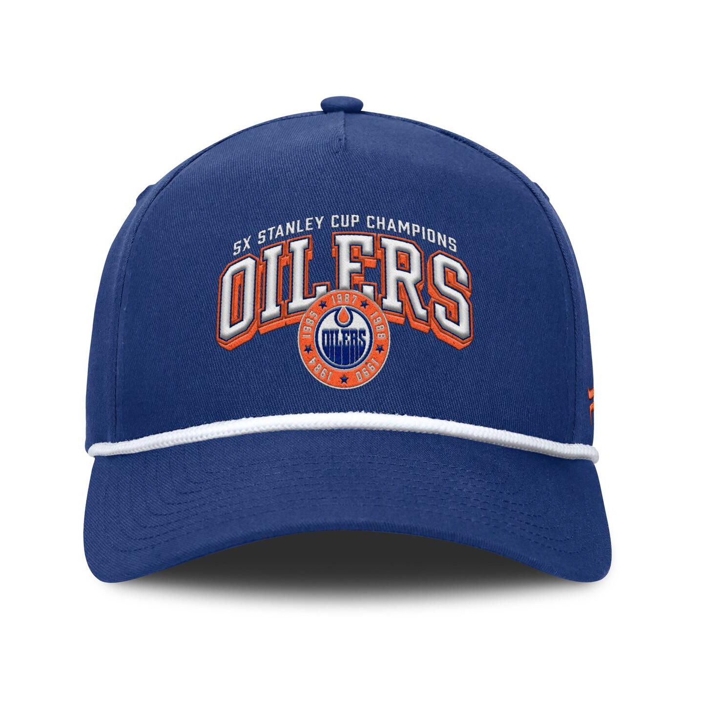 Мужская кепка Fanatics Blue Edmonton Oilers Decades Collection A-Frame Rope Adjustable Hat — фото 4