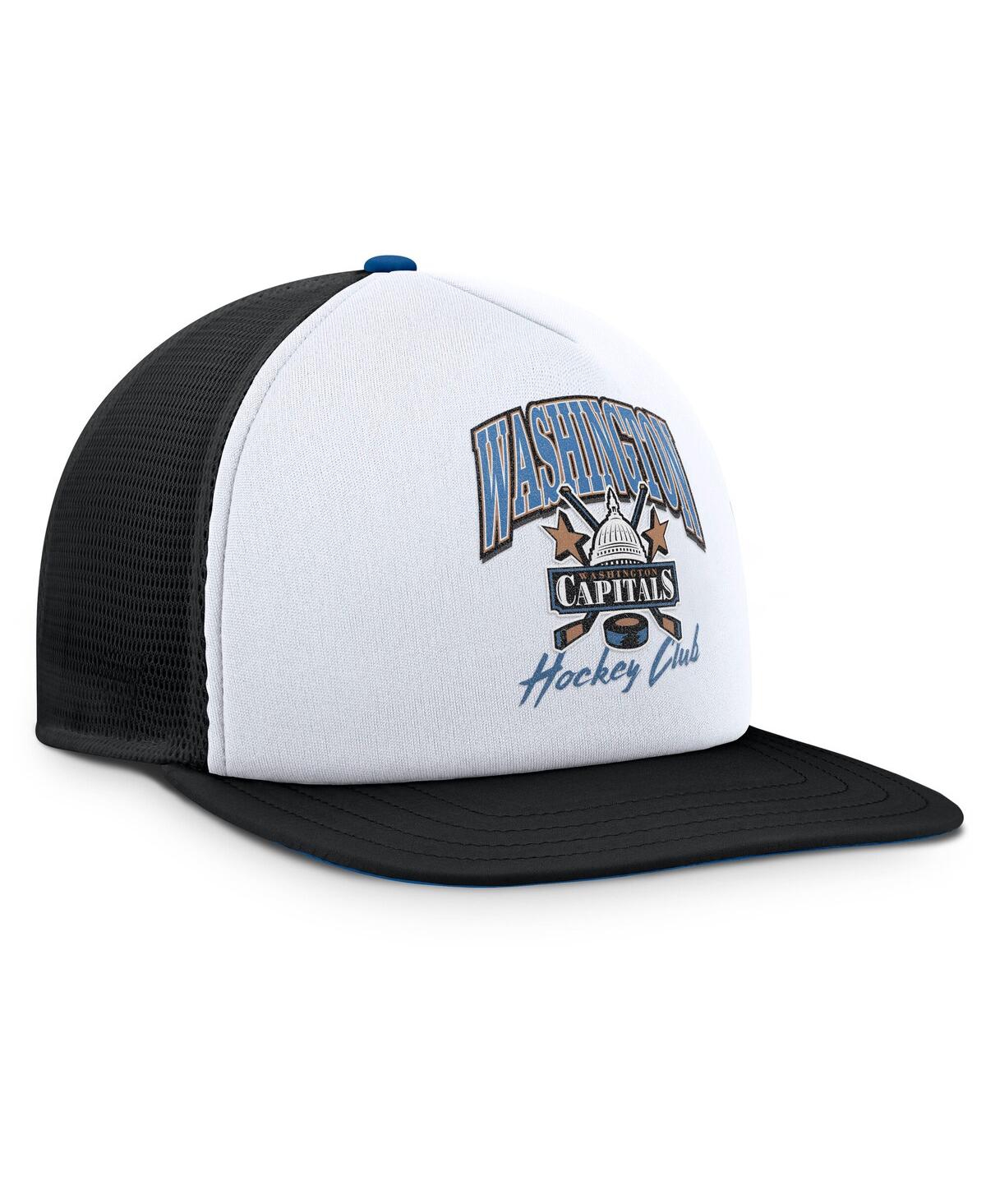 FANATICS MEN'S WHITE/BLACK WASHINGTON CAPITALS DECADES COLLECTION FOAM FRONT SNAPBACK HAT