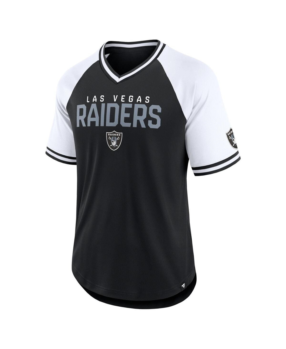 Fanatics Men's Black/white Las Vegas Raiders Hashmark Raglan T-shirt In Black,white