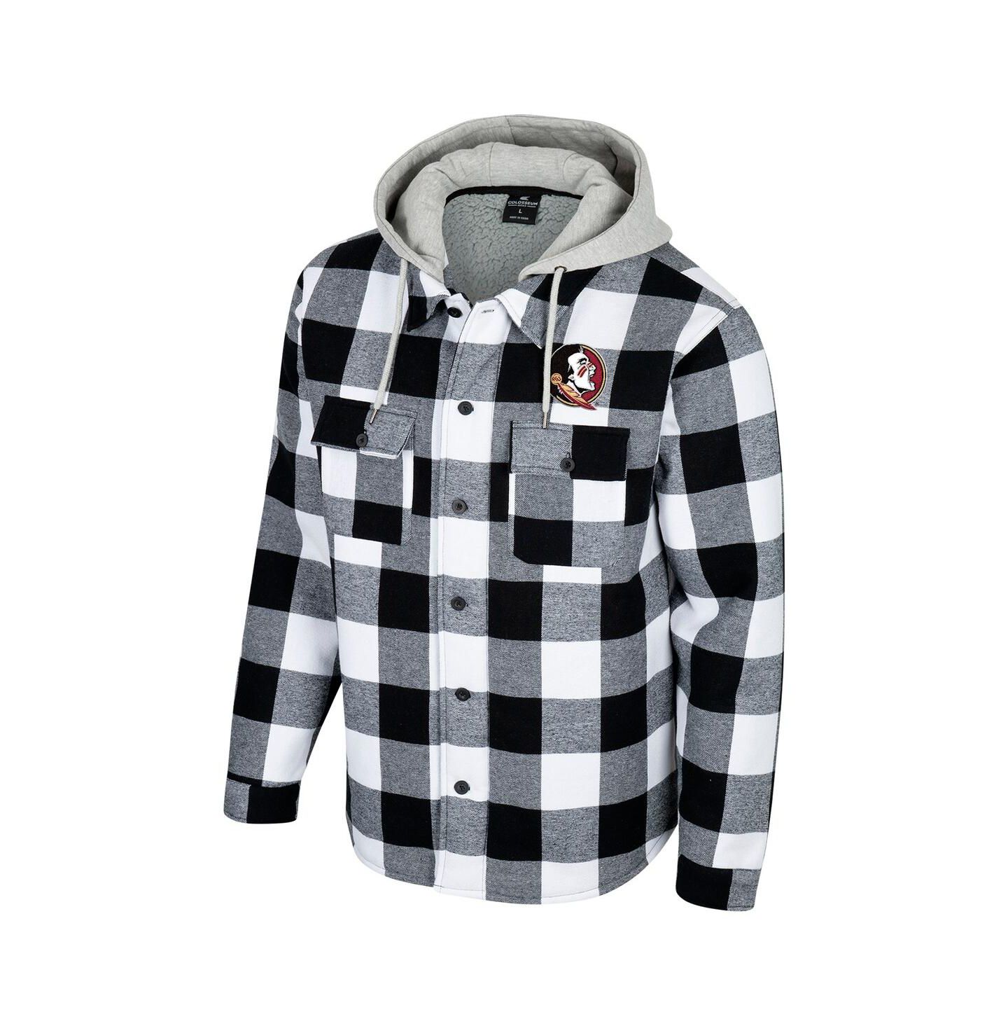 Мужская куртка Colosseum Black/White Florida State Seminoles Buffalo Plaid Full-Zip — фото 3
