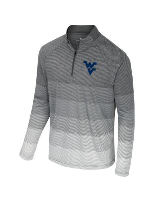 Men's Gray West Virginia Mountaineers AI Striped Mesh Quarter-Zip Raglan Windshirt