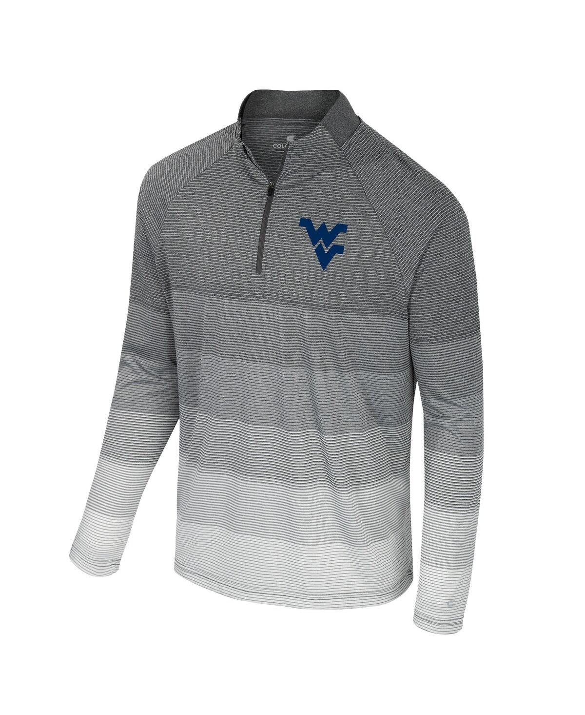 Colosseum Men's Gray West Virginia Mountaineers Ai Striped Mesh Quarter-zip Raglan Windshirt In Gray