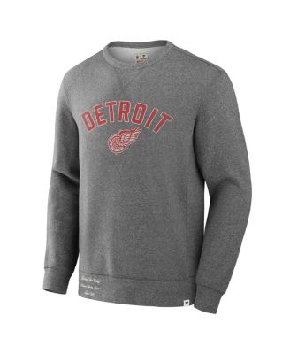 Men's Heather Gray Detroit Red Wings Decades Collection Legendary Fleece Pullover Sweatshirt
