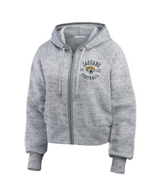 Women's Heather Gray Jacksonville Jaguars Speckled Fleece Cropped Full-Zip Hoodie