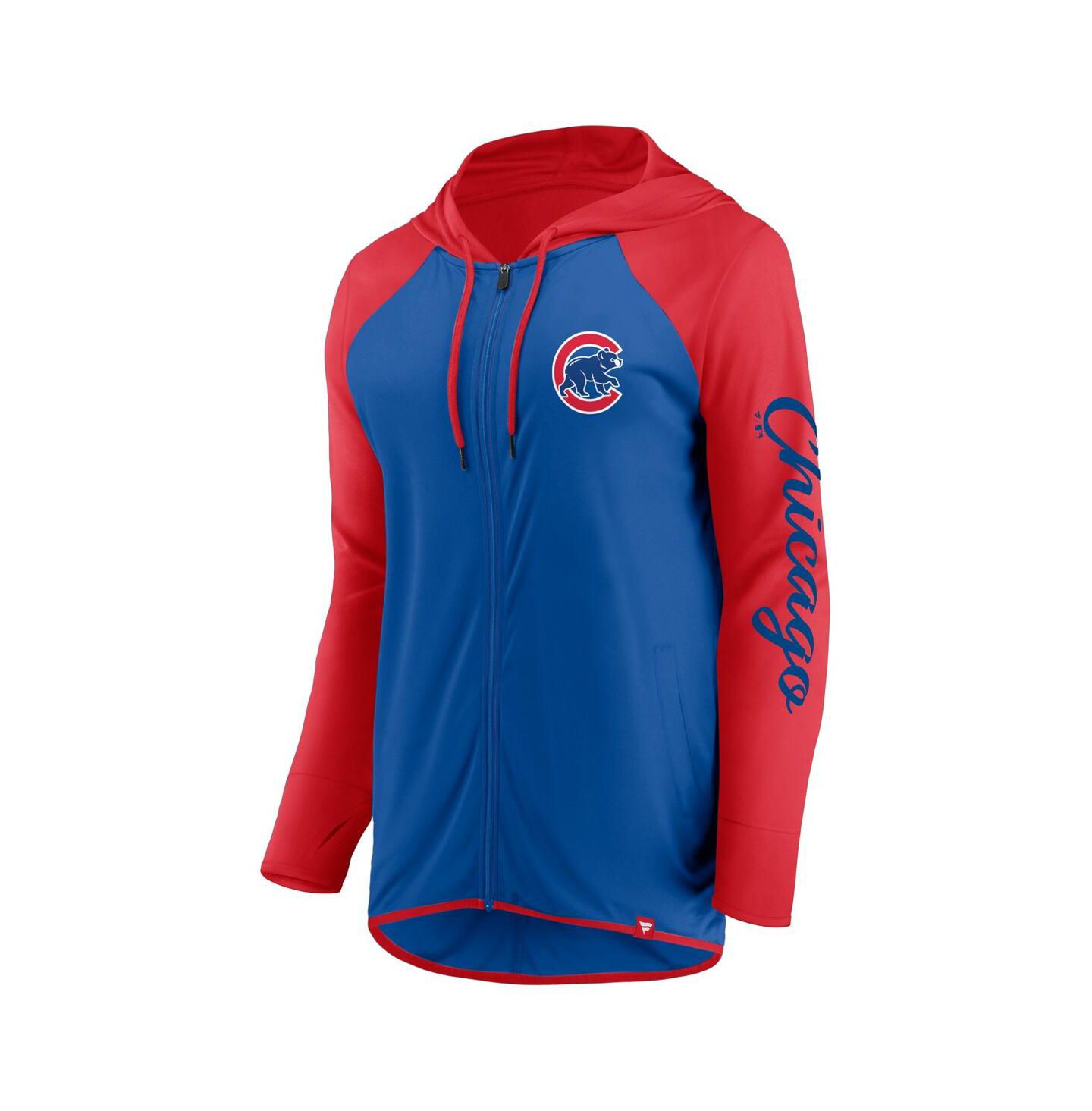 Женское худи Fanatics Royal/Red Chicago Cubs Script Sleeve Full-Zip — фото 3