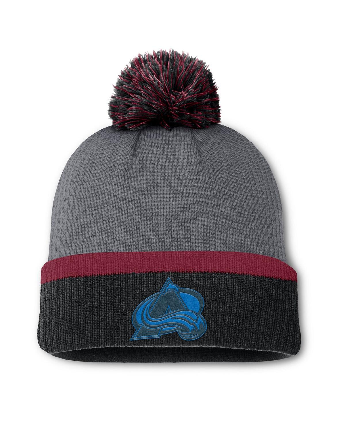 Fanatics Women's Charcoal Colorado Avalanche Cuffed With Pom Knit Hat In Charcoal