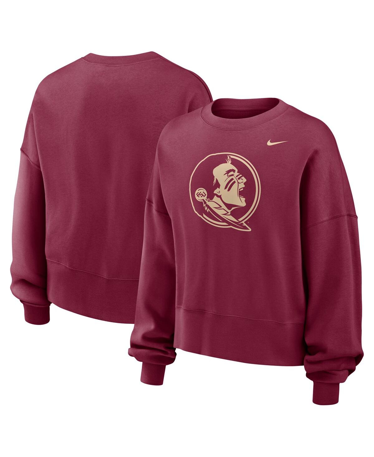 Nike Women's Garnet Florida State Seminoles Oversized Essential Pullover Sweatshirt In Garnet