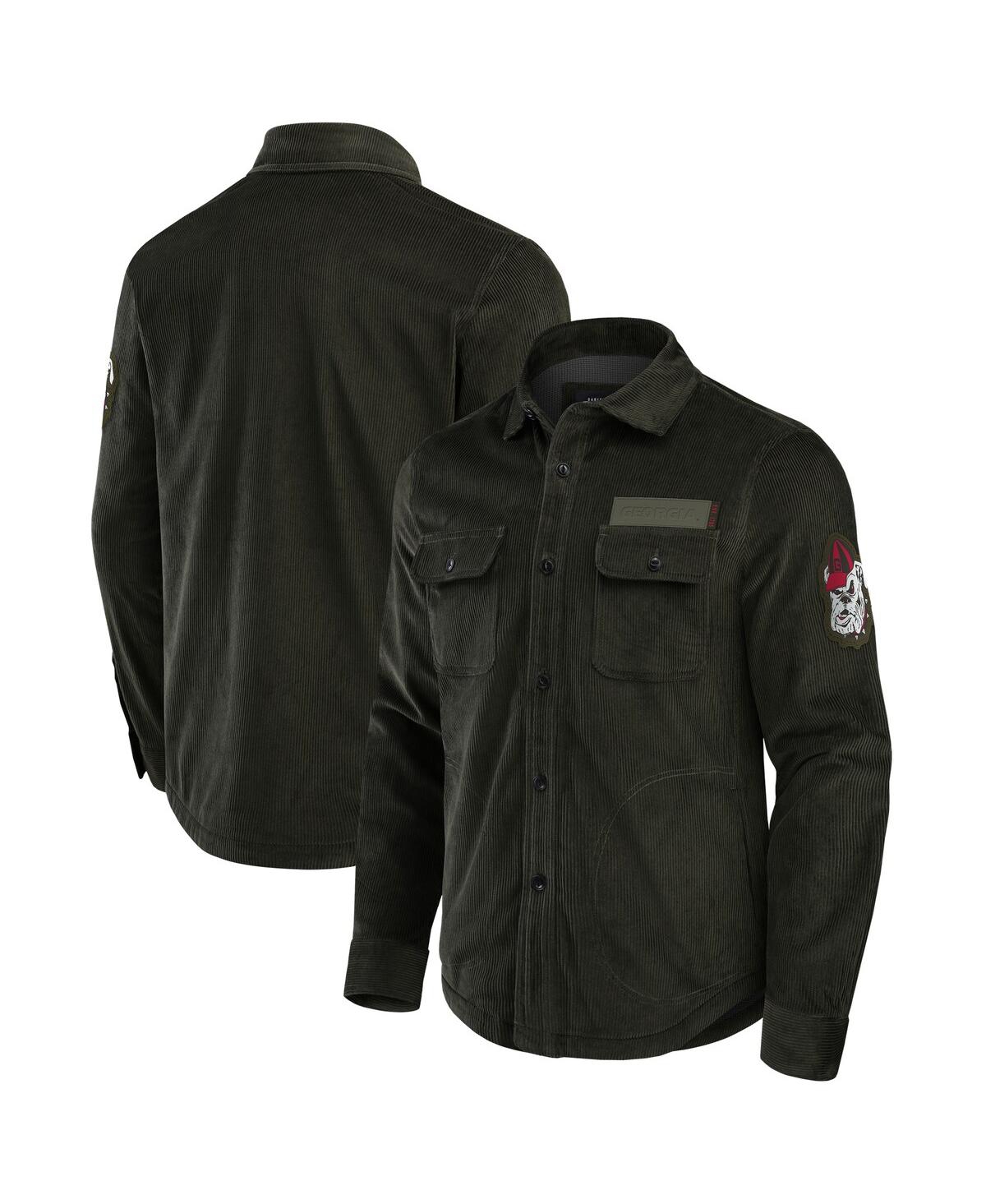 Men's Olive Georgia Bulldogs Corduroy Full-Button Shacket - Olive