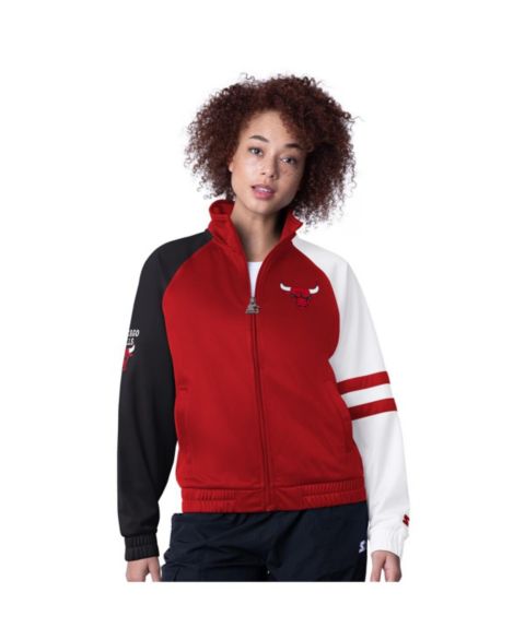 Женские куртки Starter Women's Red Chicago Bulls Line Up Dolman Raglan Full-Zip Track Jacket