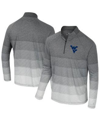 Colosseum - Men's Gray West Virginia Mountaineers AI Striped Mesh Quarter-Zip Raglan Windshirt