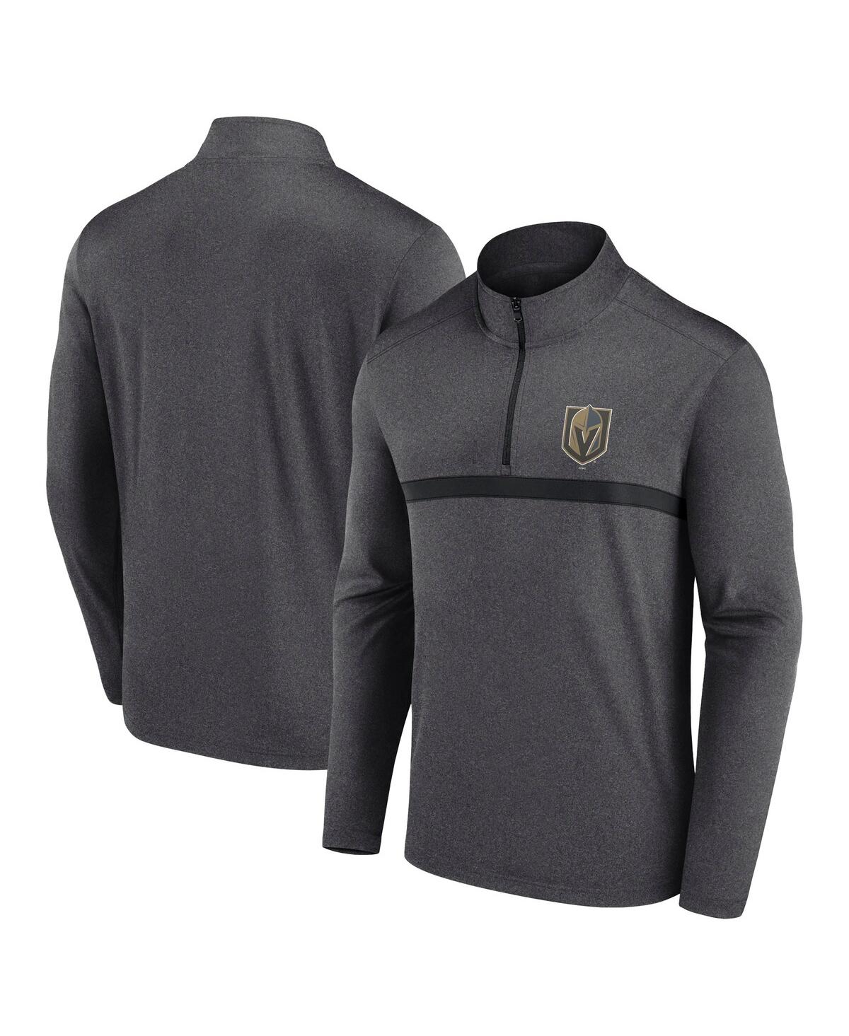 Men's Heather Charcoal Vegas Golden Knights Head-to-Head Raglan Quarter-Zip Top - Heather Charcoal