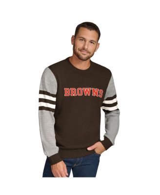 Tommy Hilfiger - Men's  Brown/Heather Gray Cleveland Browns Acrylic Crewneck Pullover Sweatshirt