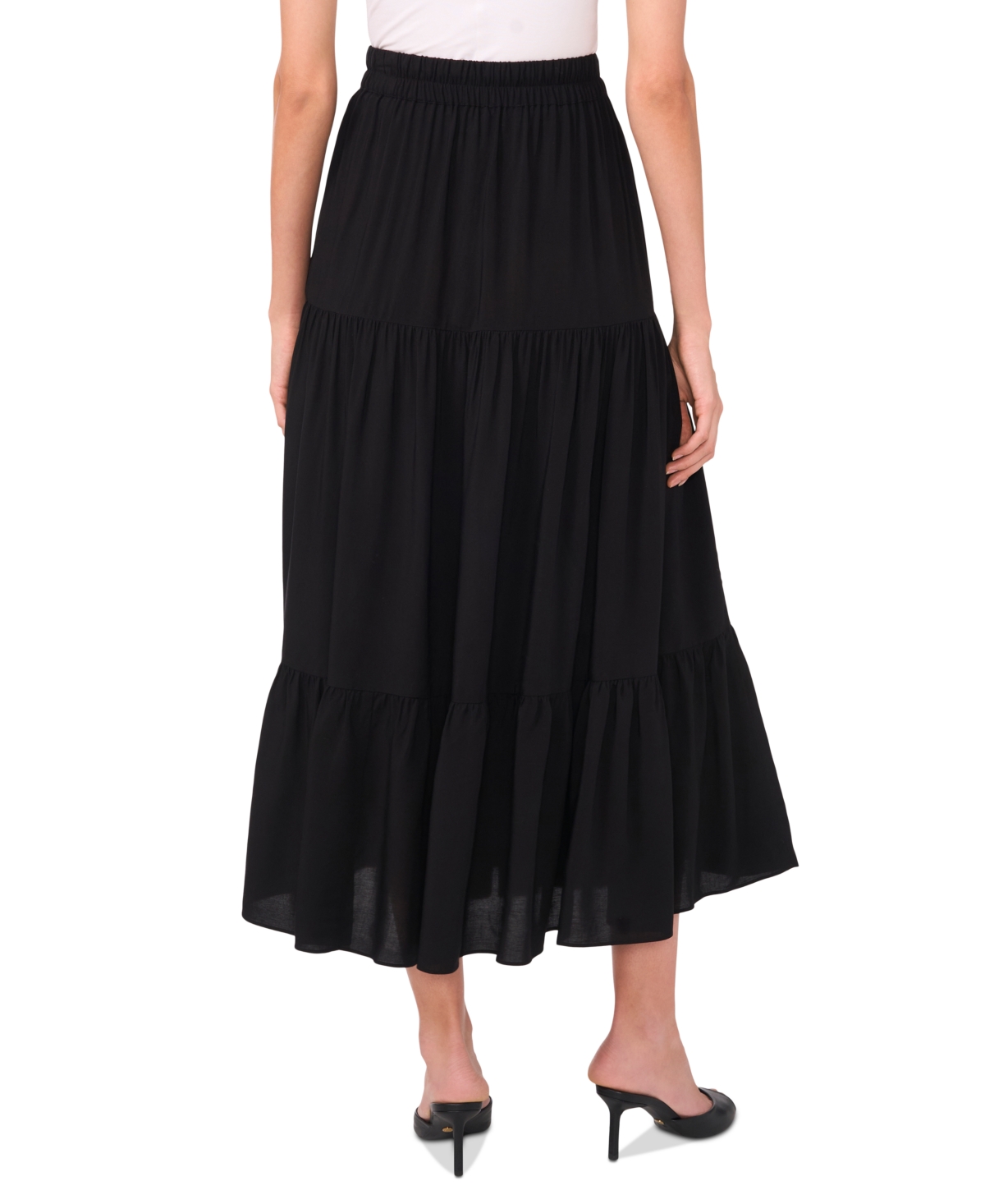 Sam & Jess Women's Challis Maxi Tie-waist Tiered Skirt In Black