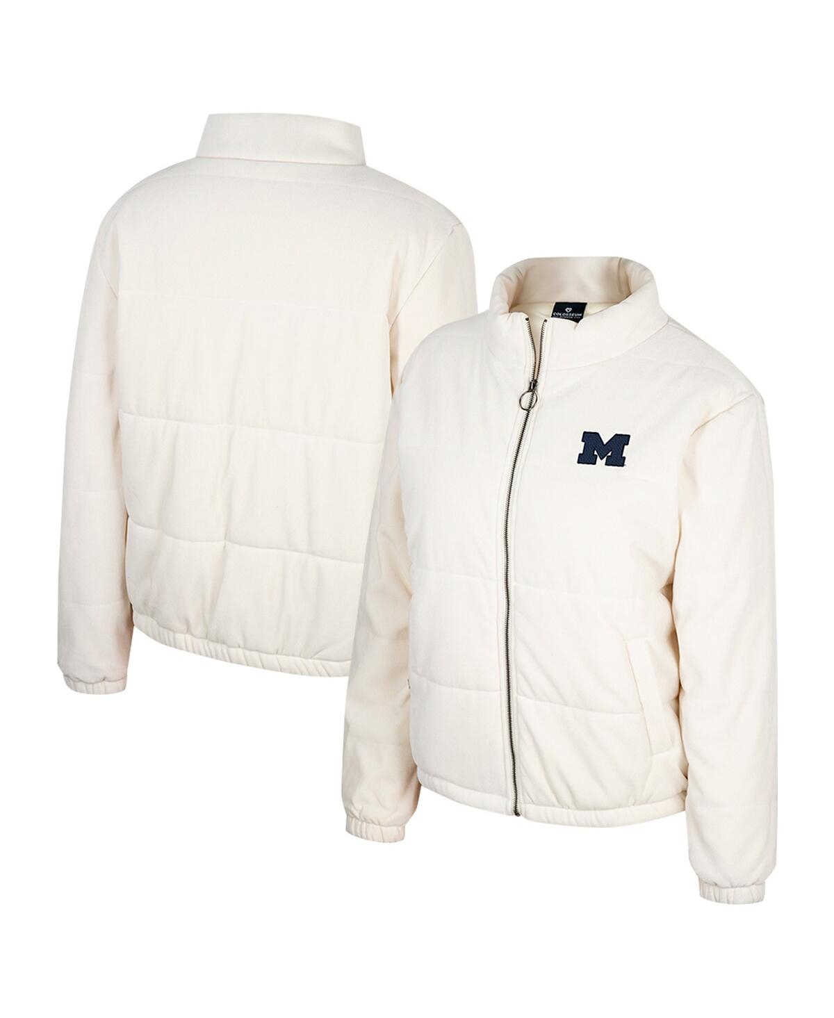 Colosseum Cream Michigan Wolverines So Hot Right Now Quilted Puffer Full-zip Jacket In Cream