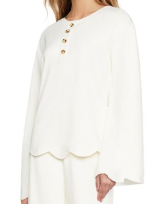 Women's Scalloped Bell-Sleeve Henley Top