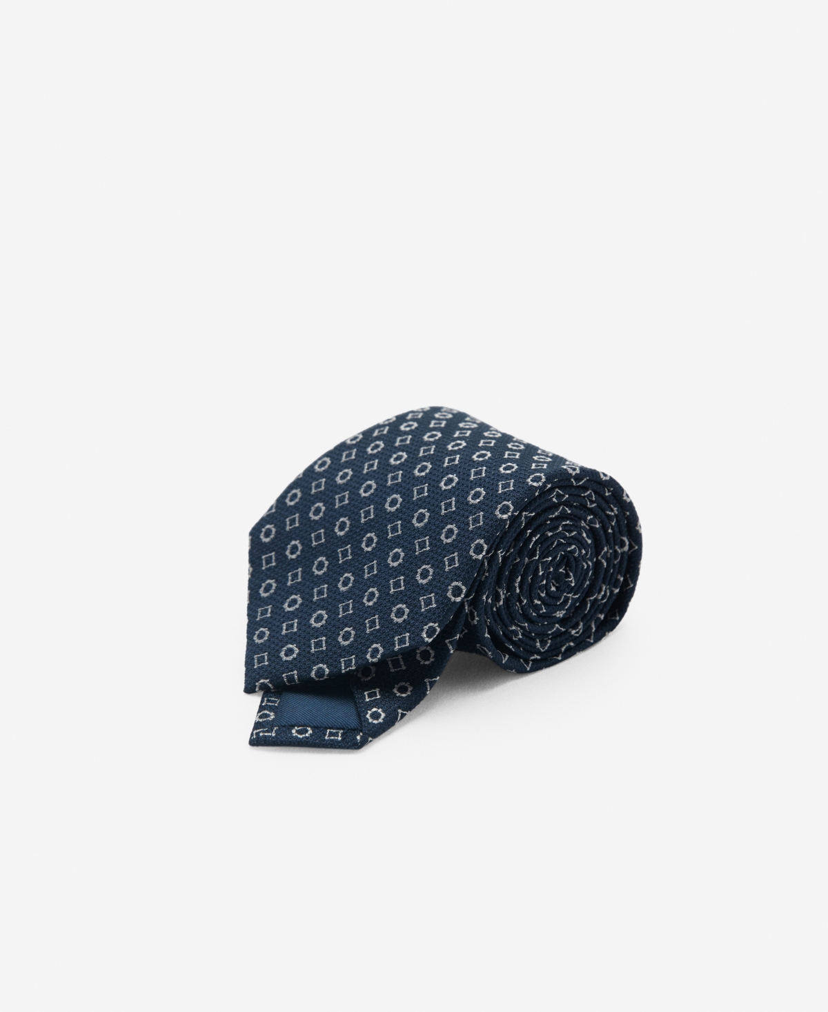 Men's Silk Geometric Tie - Dark Navy