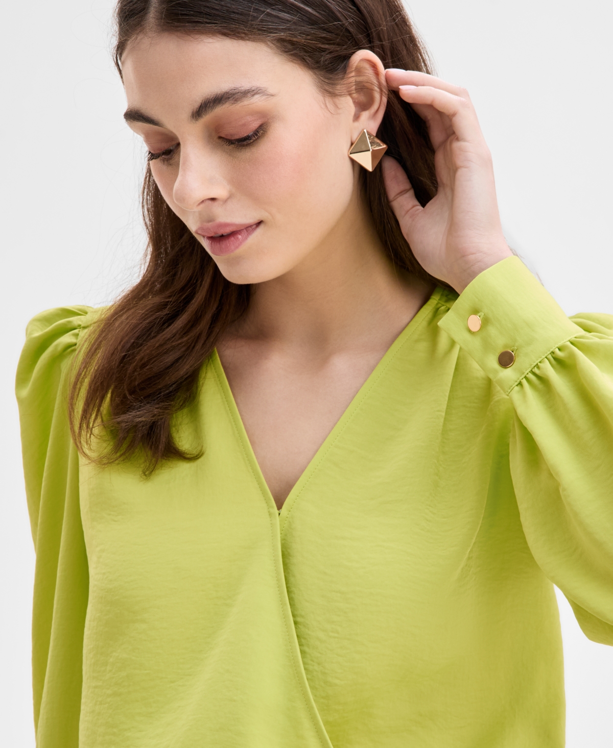 Inc International Concepts Women's Tie-front Blouse, Exclusively At Macy's In Lime Sash