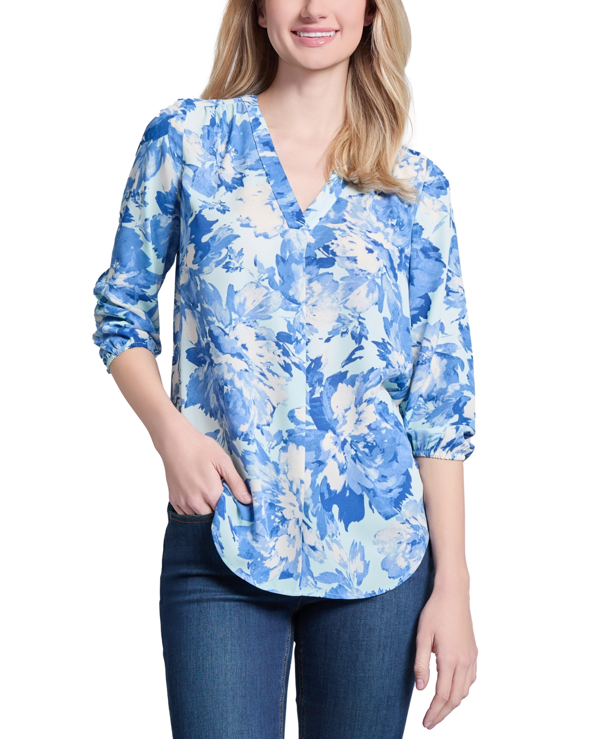 Jones New York Print Tunic Top In Soft Seaglass Multi