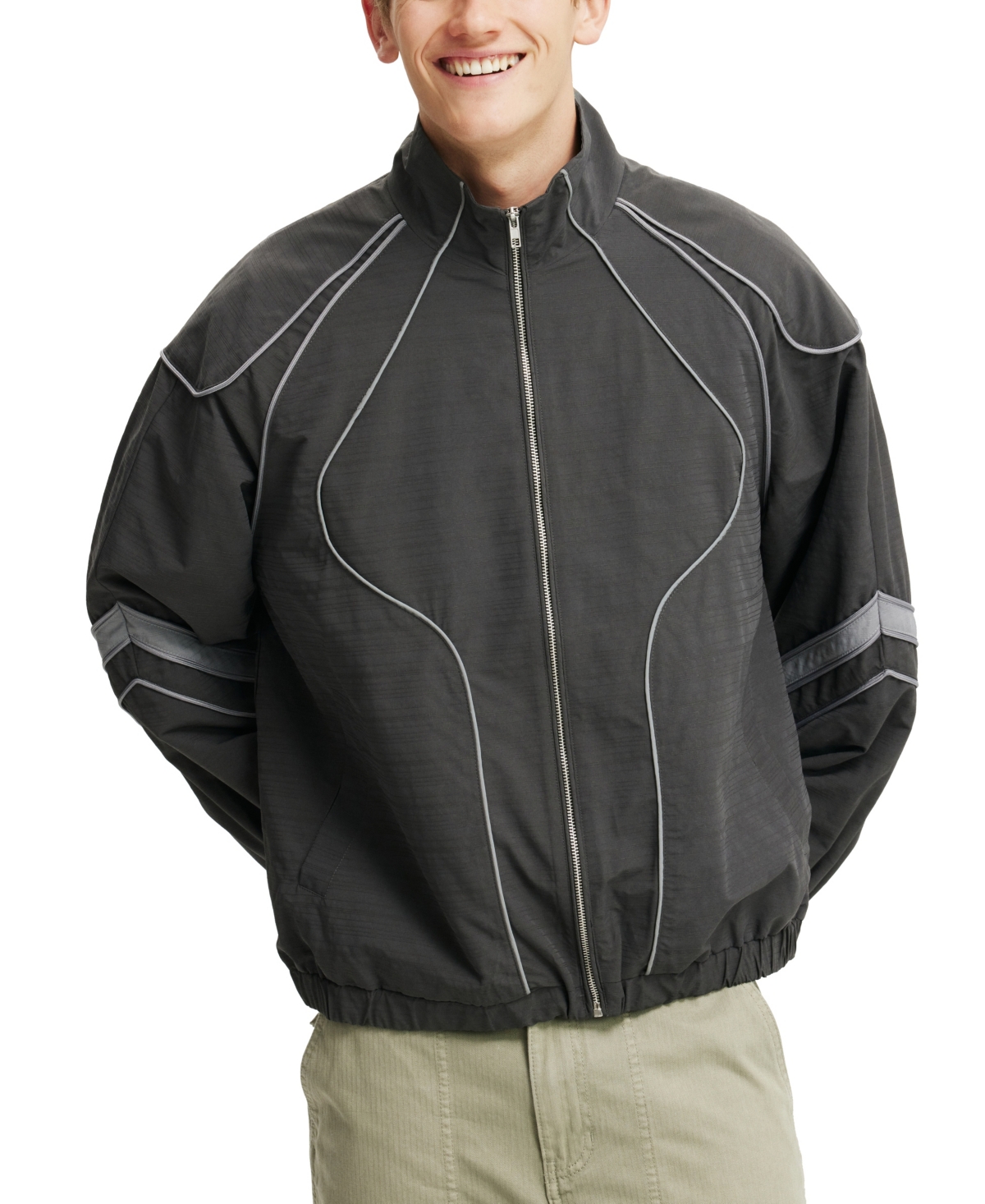 COTTON ON MEN'S PANELED RACER JACKET 