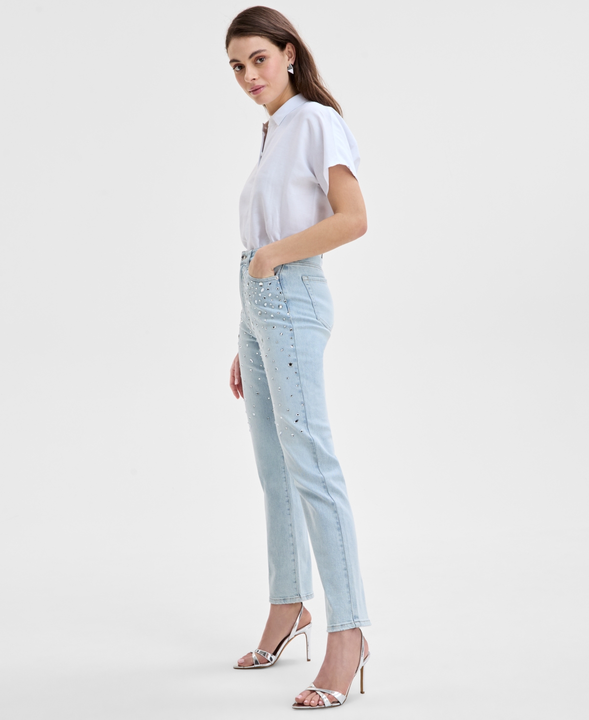 INC INTERNATIONAL CONCEPTS WOMEN'S EMBELLISHED HIGH RISE JEANS, EXCLUSIVELY AT MACY'S 