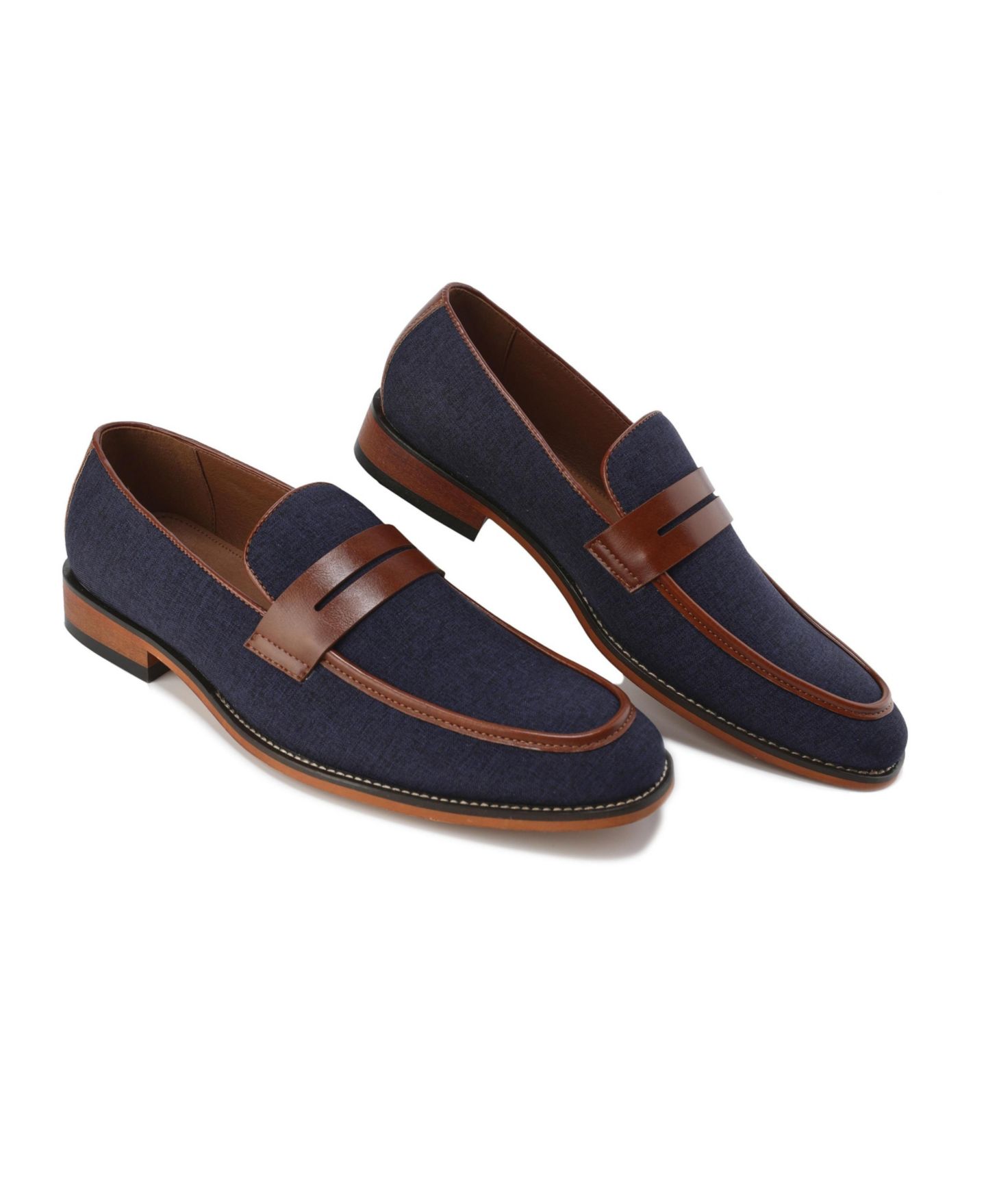 Мужские туфли Gino Vitale Moc Toe Penny Slip On Loafer, цвет: Синий — фото 2