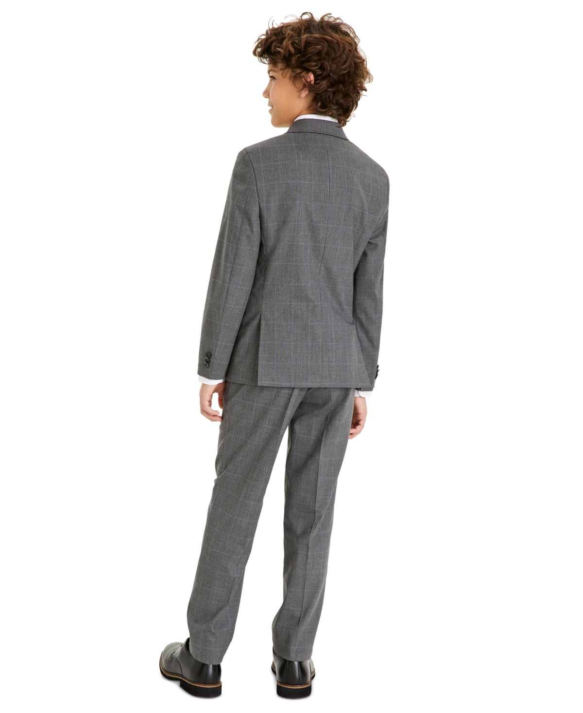 Michael Kors Big Boys Classic-fit Windowpane Suit In Blue