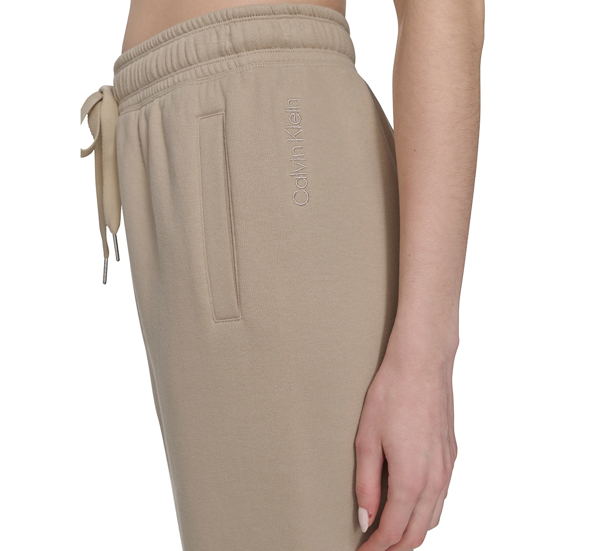 Calvin Klein Women's Fleece High-waist Relaxed Jogger Sweatpants In White Pepper