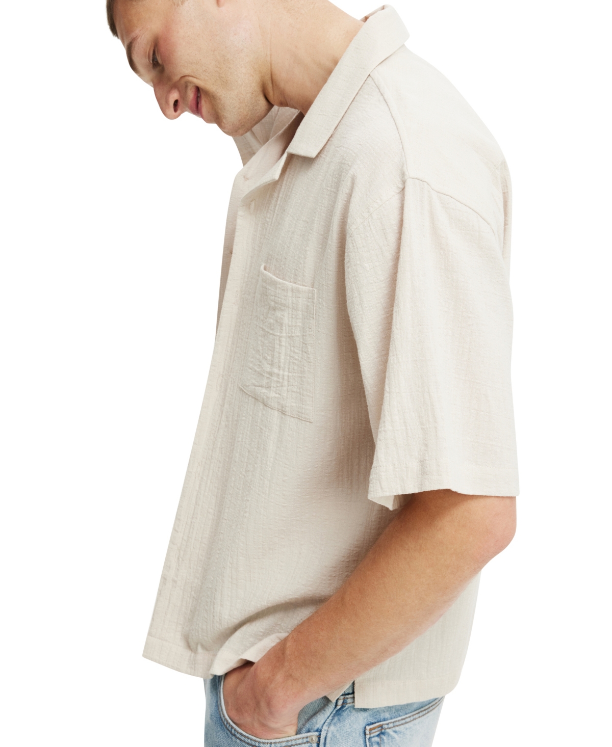 COTTON ON MEN'S RIVIERA BOX FIT SHORT SLEEVE SHIRT 