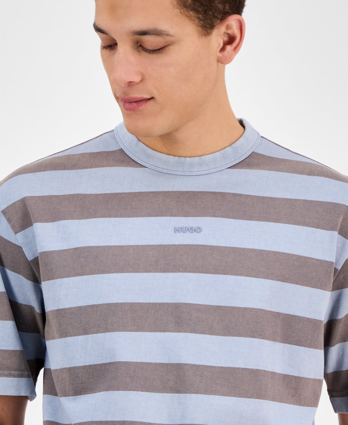 Shop Hugo Boss Hugo By  Men's Dockoe Relaxed-fit Stripe T-shirt In Blue