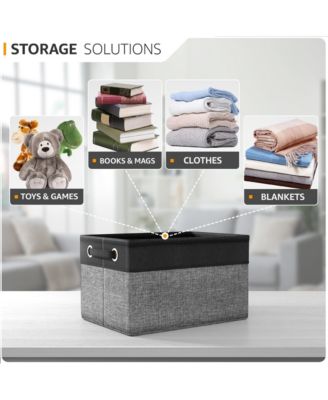 3 Pack Large Sturdy Foldable Fabric Storage Bins with Handles - Lightweight and durable