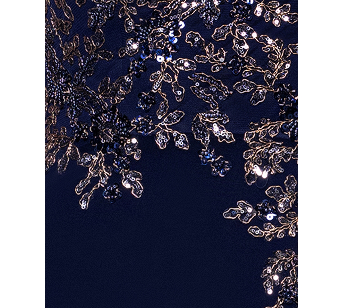 Xscape Women's Embellished V-neck Sleeveless Gown In Navy,gunmetal