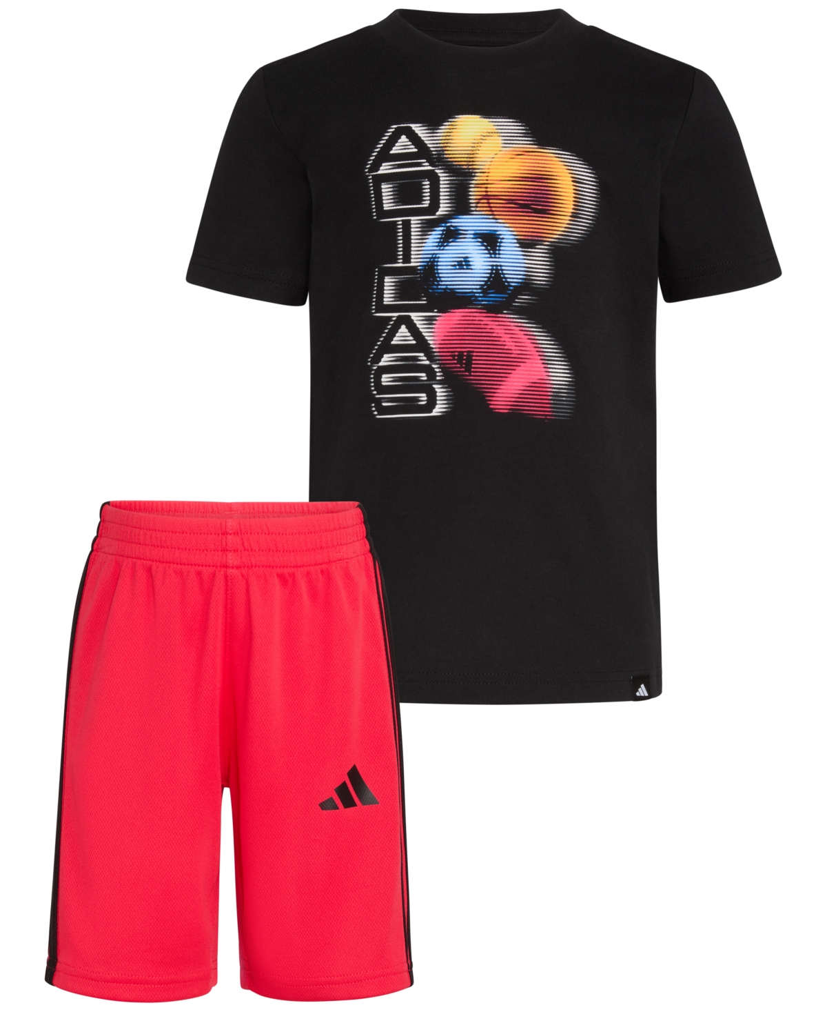 Adidas Originals Toddler & Little Boys Short-sleeve Graphic T-shirt & 3-stripe Shorts, 2 Piece Set In Black