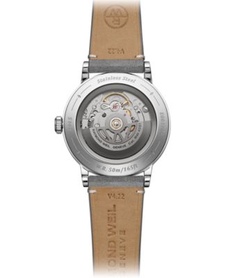 Men's Swiss Automatic Millesime Moon Phase Gray Leather Strap Watch 40mm