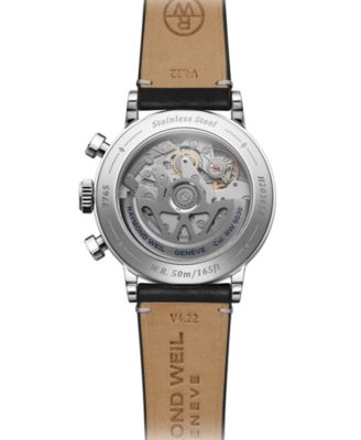 Men's Swiss Automatic Chronograph Millesime Black Leather Strap Watch 40mm