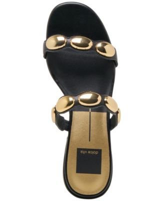 Women's Fresco Embellished Double Band Slide Low Block Heel Dress Sandals