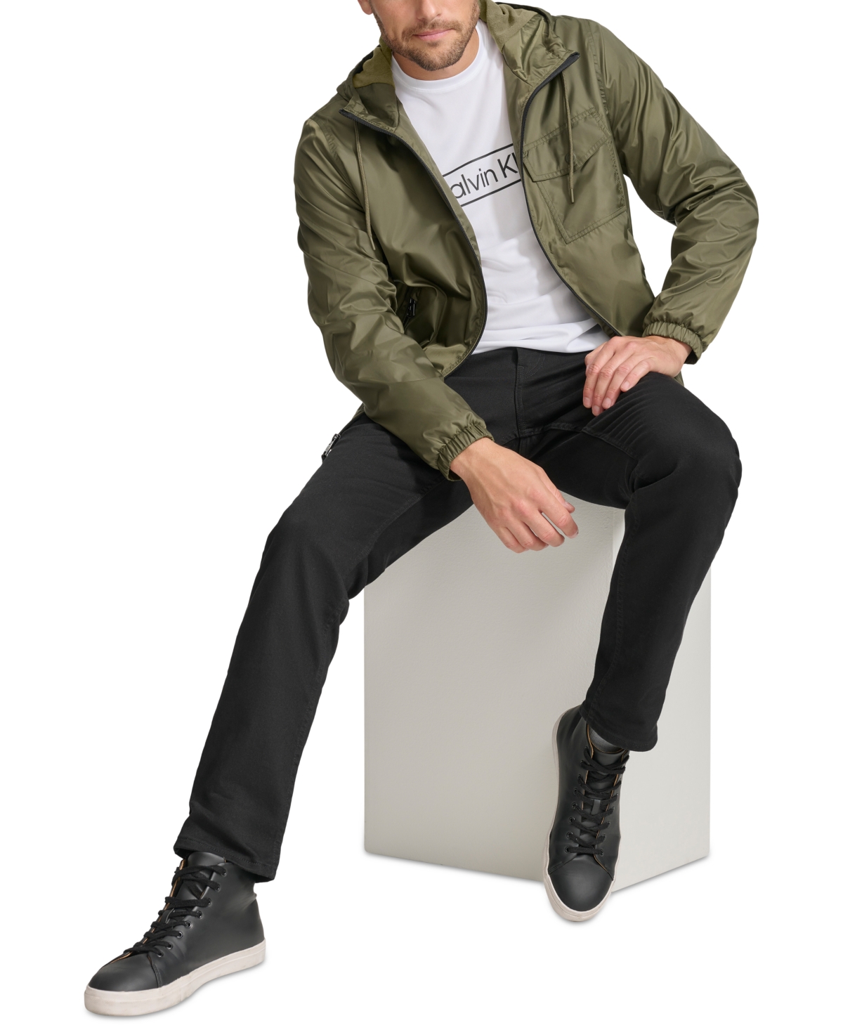CALVIN KLEIN MEN'S POLAR FLEECE LINED WINDBREAKER 