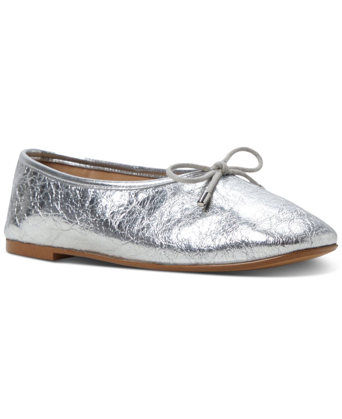 Shop Aldo Women's Joselie Bow-trim Ballerina Flats In Silver Crinkle