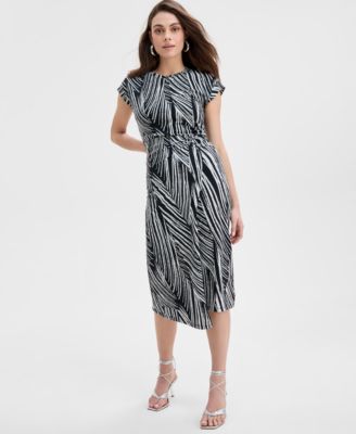 Women's Printed Cotton O-Ring Wrap Dress, Exclusively at Macy's
