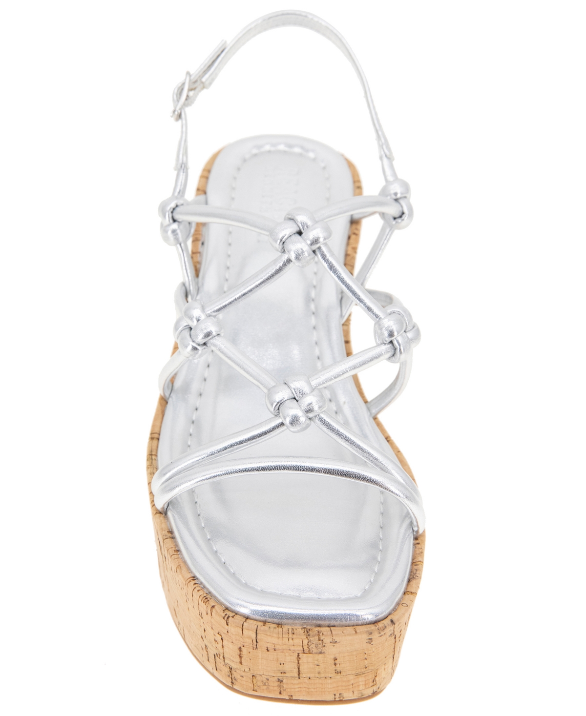 Kenneth Cole Reaction Women's Essa Knots Square Toe Wedge Sandals In Silver