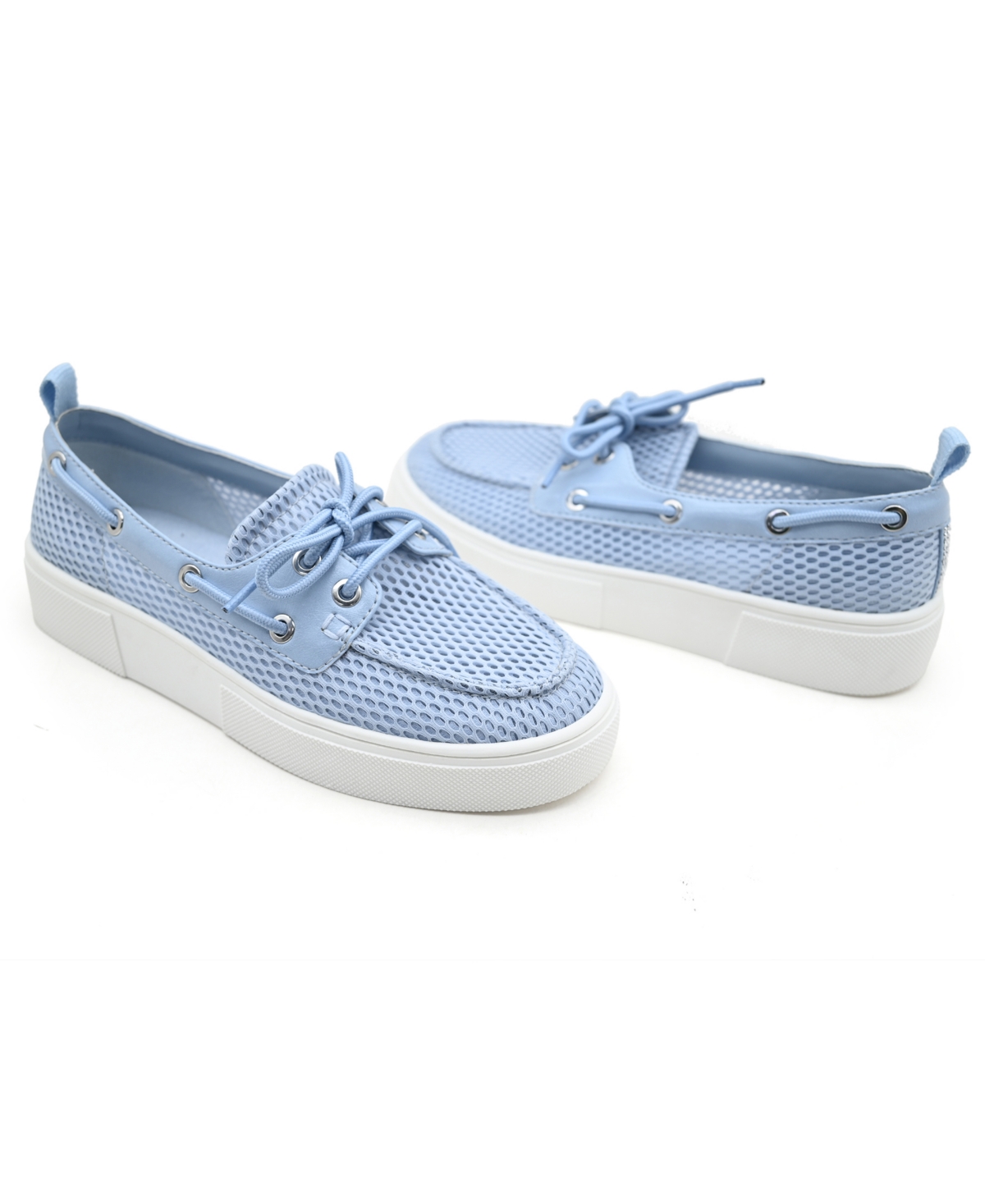 Kenneth Cole Reaction Women's Zelda Almond Toe Boat Shoes In Blue Mesh
