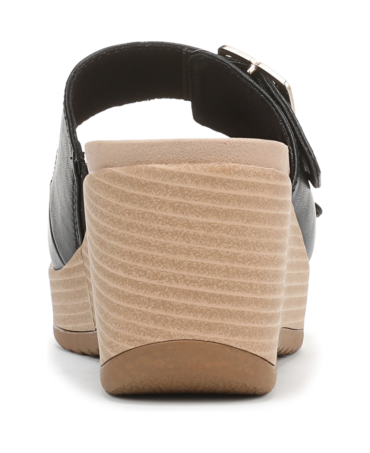 Shop Dr. Scholl's Women's Cali Breeze Slide Wedge Sandals In Black Faux Leather