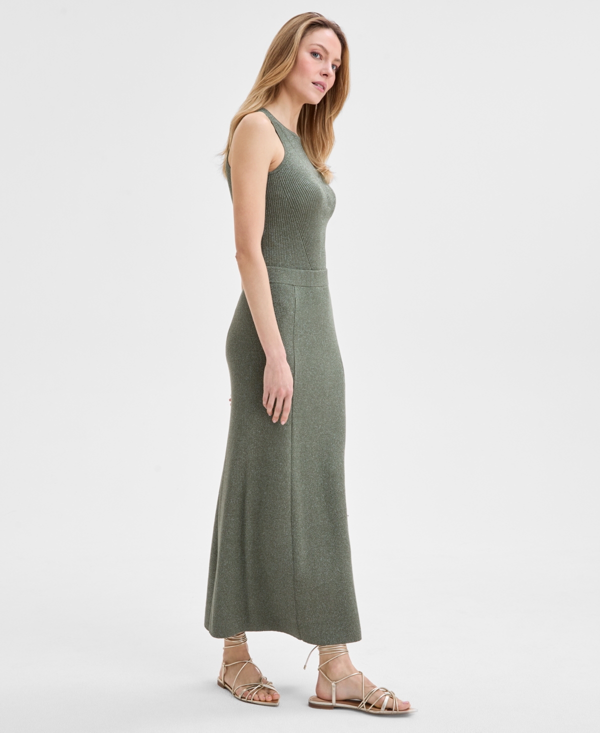Inc International Concepts Women's Ribbed Sweater Skirt, Exclusively At Macy's In Olivine W Dtm